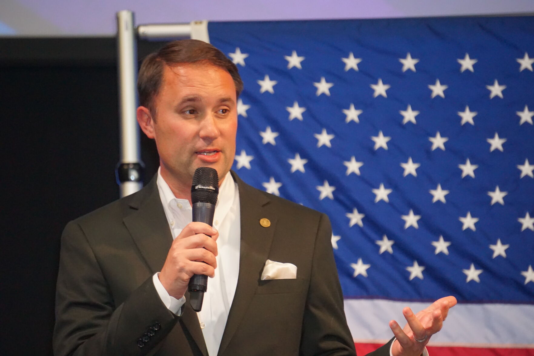 Jason Miyares, GOP candidate for attorney general, at Dumfries rally May 24
